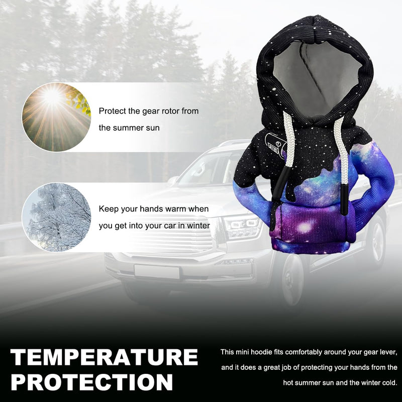 Car Gear Shift Hoodie Cover, Fashionable Gear Shift Knob Hoodie Protector, Upgraded Funny Gear Shift Hoodie Decoration for Most Manual Shift Knobs, Interior Car Accessories (Starry Sky) Starry Sky