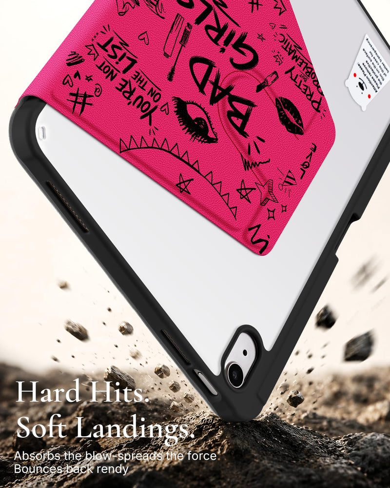 360 Rotating Stand Folio Smart Case for iPad with Pencil Holder | for iPad 11th Gen A16 11 inch 2025/10th Gen 10.9 inch 2022, Auto Sleep/Wake, Women Girls, Notebook Design for iPad 11inch (A16)/ iPad 10.9 inch