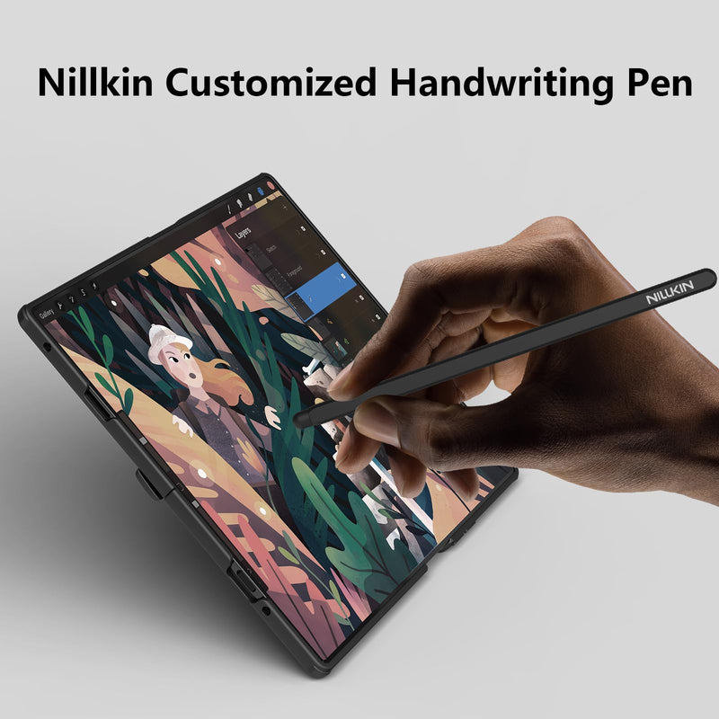 NILLKIN MagSafe Case for Samsung Galaxy Z Fold 8 Ultra with Stylus Pen | Camera Cover Kickstand, Full Hinge Protection, S Pen Holder, Slim Shockproof Magnetic Phone Cover, Black