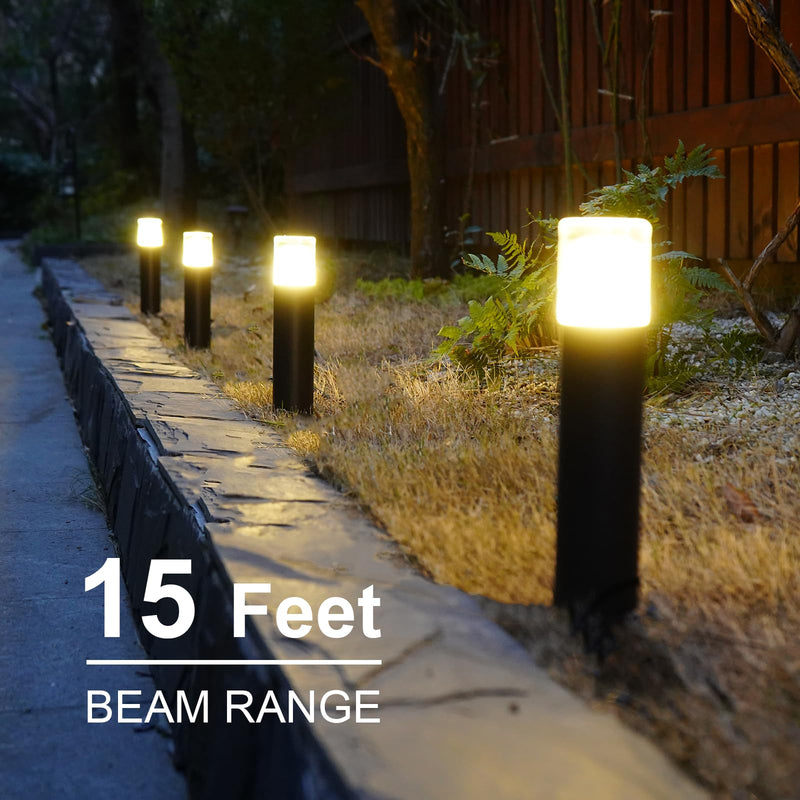 GOODSMANN Low Voltage Pathway Lighting 2W LED Bollard Landscape Lights 2700K Warm White Wired Path Light 100 Lumens Metal Outdoor Brown Finish Walkway Driveway Light with Stake Cable Connector Bollard 1PK