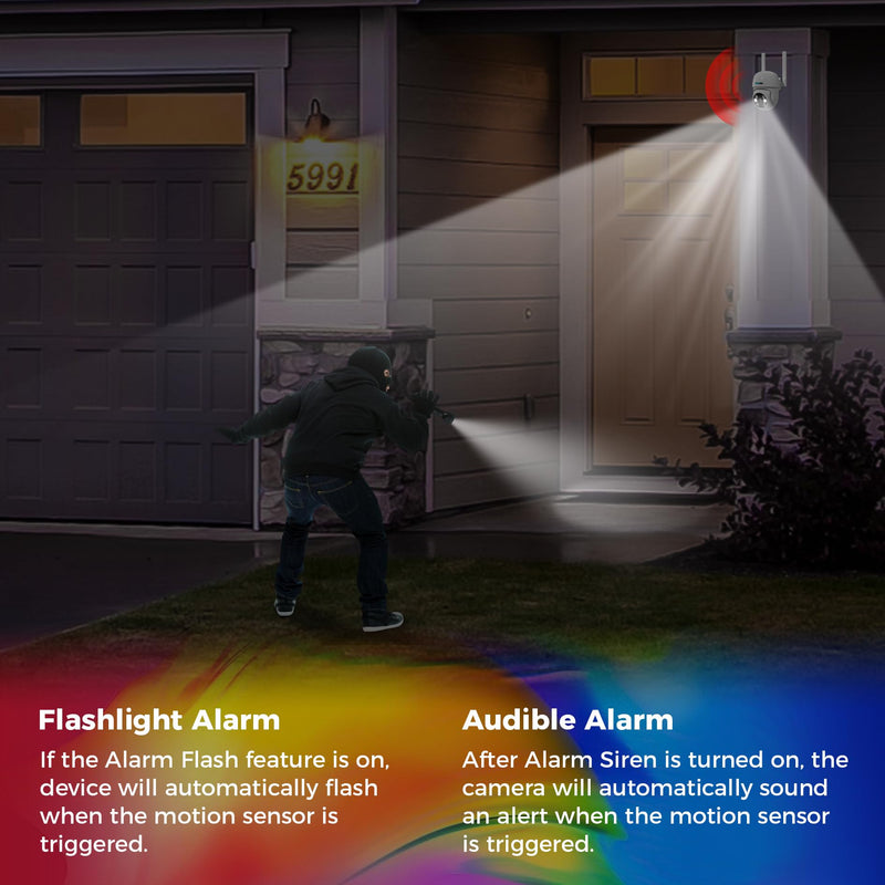 SOVMIKU 2CA3 AI Auto Tracking Mini 2K Security Camera Wireless Outdoor, Two-Way Audio, 9.8Ft Power Cable, Easy to Setup, 360° View, Pan/Tilt, Color Night Vision, Audible Flashlight Alarm, SD Slot