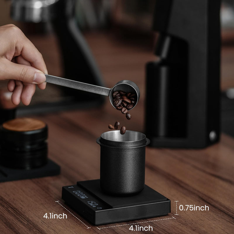 MHW-3BOMBER Mini Coffee Scale with Timer,Rechargeable Espresso Scale with Gravity Sensing,2kg/0.1g Precision Scale for Espresso&Pour-Over Coffee,Portable Digital Kitchen Scale,Black ES6029B-OS Mini Black