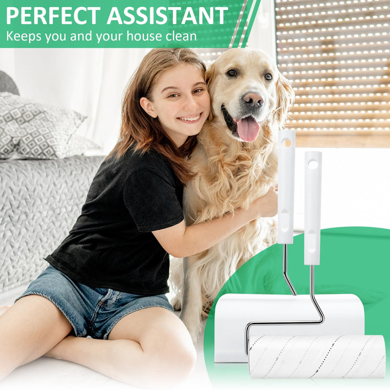 360 Sheets Lint Rollers for Pet Hair, Large Lint Roller with 4 Refills | 16cm Large Lint Roller, 90 Sheets per Roll, Clothes Roller Sticky for Dust & Fluff from Clothes, Furniture, Carpet 360 Sheets + 1 Dispenser (16cm)