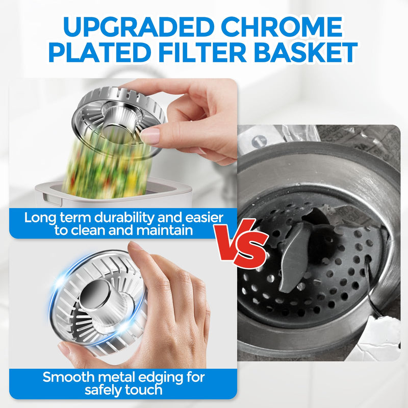 zaa Kitchen Sink Drain Strainer - Kitchen Sink Stopper,Stainless Steel Kitchen Drain Plug & Sink Installation Parts with Anti-Clogging Basket, Fit US Standard 3-1/2'' Sink Drain Hole