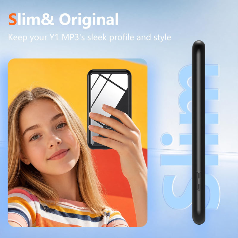 Ottpluscase Designed for innioasis Y1 MP3 Player Case, Shockproof TPU Bumper Transparent Back Anti-Scratch Slim Cover Protective Children Teenagers Case for Y1 MP3 Player, Black Black-Y1