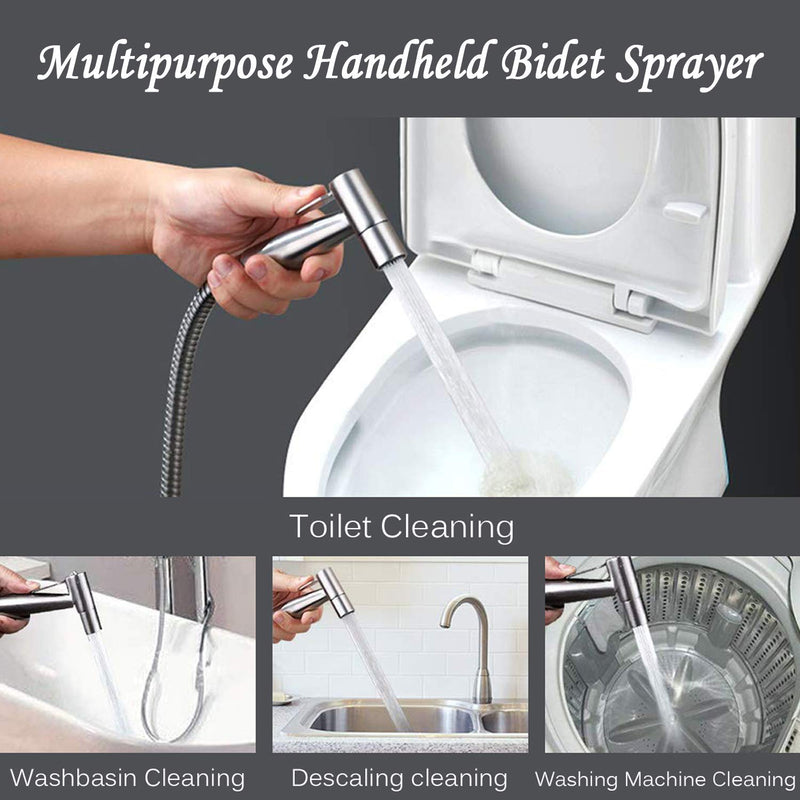 Bidet Toilet Sprayer, Sink Faucet Hose Attachment, Non-Leakage Stainless Steel Brushed Toilet Cleaner Wall for Women Washing, Baby Diaper Cleaner