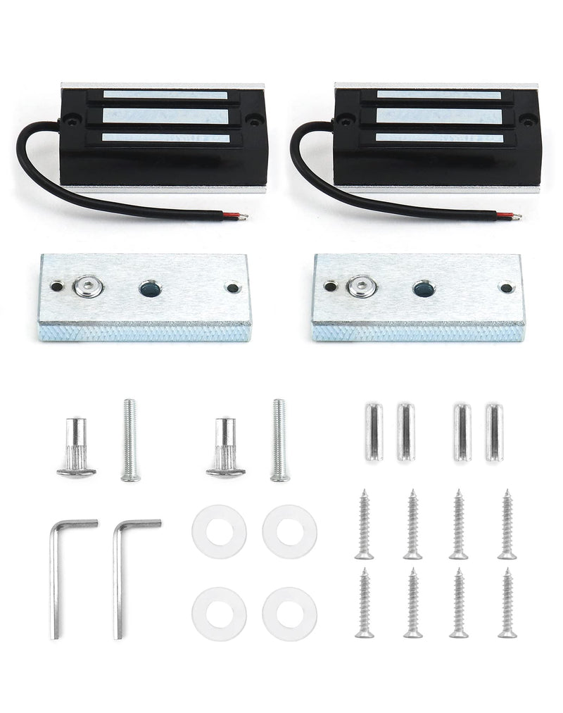 QWORK Electric Magnetic Lock, 2 Pack 60kg 130LBs Holding Force Electric Magnetic Lock for Door Access Control System Electromagnet Fail-Safe NC Mode