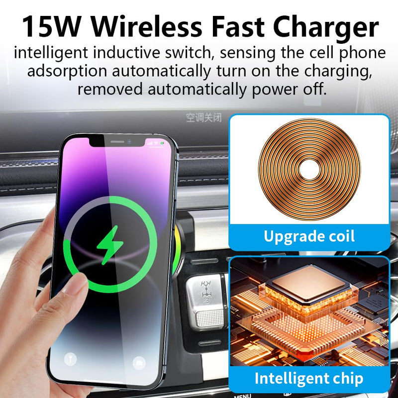 Magsafe Car Magnetic Phone Mount for Mercedes Benz G-Class 2019 2020 2021 2022 2023 2024 G Wagon G550 G500 AMG G63 G55 W463 Auto Accessories Cell Phones Holder Fast 15W Wireless Charger for 2019-2024 Benz G-Class