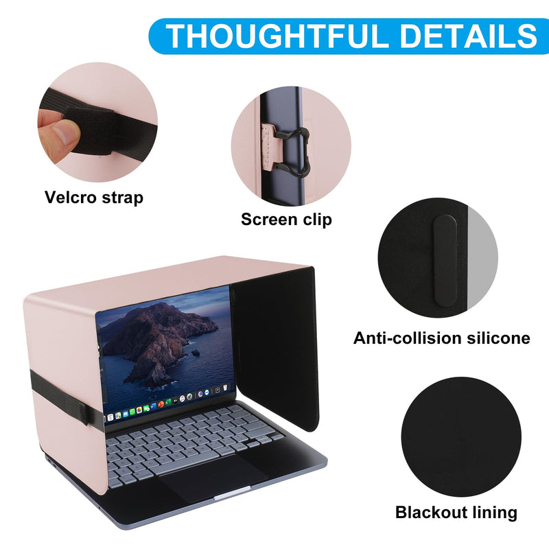 HoYiXi Foldable Laptop Sun Shade & Privacy Shield - Fits 15-16'' Laptop Compatible MacBook, Dell, Surface - Blocks Sunlight, Protects Privacy, Working Outdoor Travel,Anti - Glare,Pink Pink 15-16 inch Laptop
