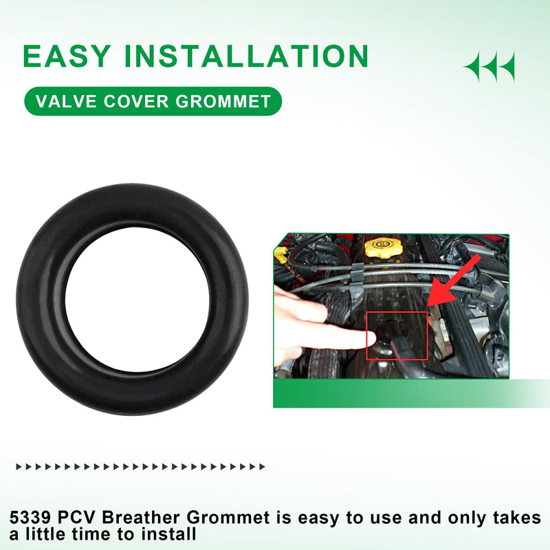 5339 PCV Valve Grommet, Rubber PCV Breather Grommets for All Valve Covers with 1-1/4 Inch Filler-Breather Holes, Performance 5339 PCV Breather Grommet, PCV Grommet, 2 Pack