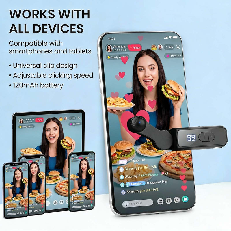 2 Pack Auto Clicker Tapper for Tiktok Live iPhone iPad Android, 107 Speeds Autoclicker Auto Screen Tapper Rechargeable - Tiktok Tapper & Tapper for Tiktok 2 Black