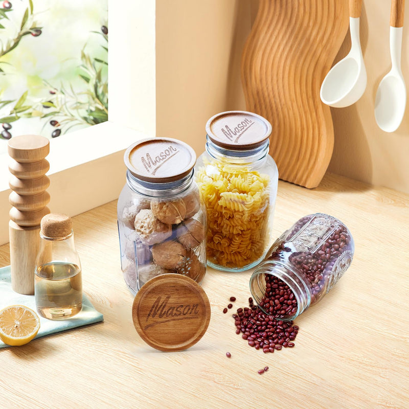 12 Pack Acacia Wood Mason Jar Lids Wide Lid & Regular Mouth Lids Small Large Mouth Reusable Mason Jar Tops Wooden Lids for Glass Cups Bamboo Lid for Mason Jars Covers Accessories Canning Supplies 6 Regular + 6 Wide Mouth 12 Pcs