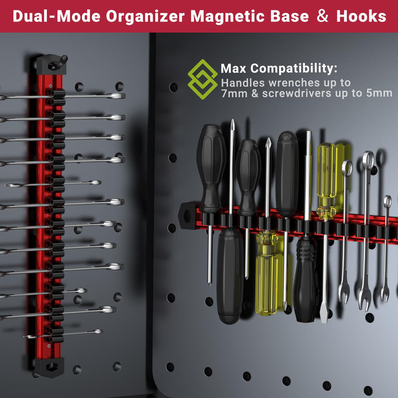 Preciva 3 PCS Magnetic Tool Holder with 36 Sliding Clips, Triple Strong Magnets & Aluminum Rails, Compact Screwdriver Organizer and Wrench Organizer for Garage Workshop Tool Box Storage