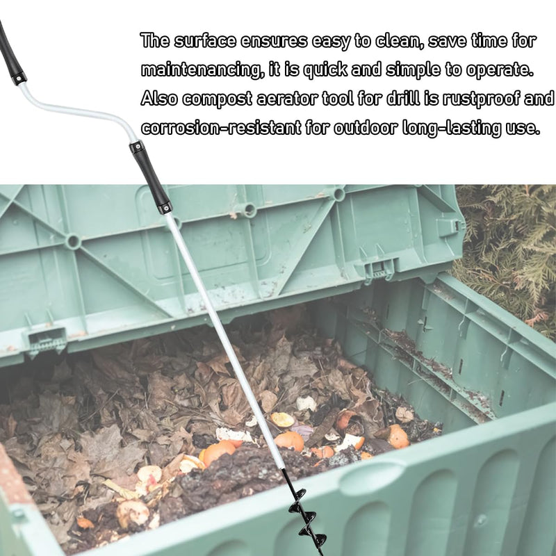 Compost Aerator, 110CM Length Compost Turner Iron Composting Accessories - Manual Turners for Compos Bins and Garbage Decomposition, Rustproof and Durable