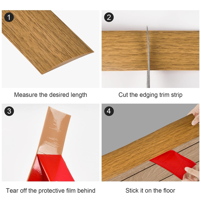 Vinyl Floor Transition Strip, Self Adhesive Floor Cover Strips PVC Laminate Threshold Strip Bar Flat Divider Strip for Floor Gaps, Doorways Threshold, Carpet, 2" Wide (Light Brown Wood Grain, 20Ft) Light Brown Wood Grain 1