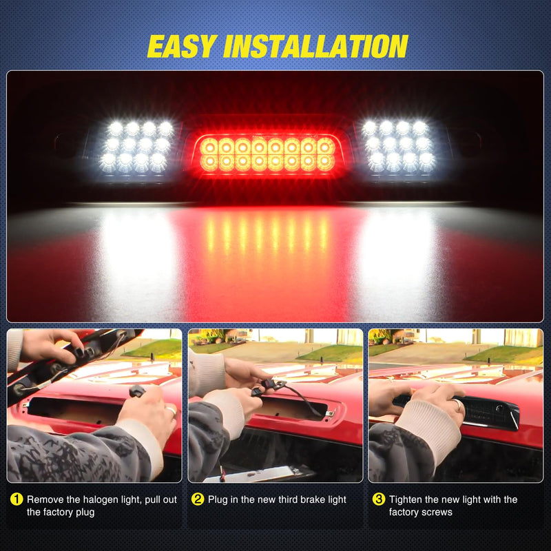 Nilight Third Brake Light High Mount 3rd Stop Reverse Cargo LED Lighting for Chevy Silverado GMC Sierra 1500 2500 3500HD 2014-2018 Pickup Truck Rear Cab Center Tail Lights Smoked Lens Chevy/GMC 2014-2018