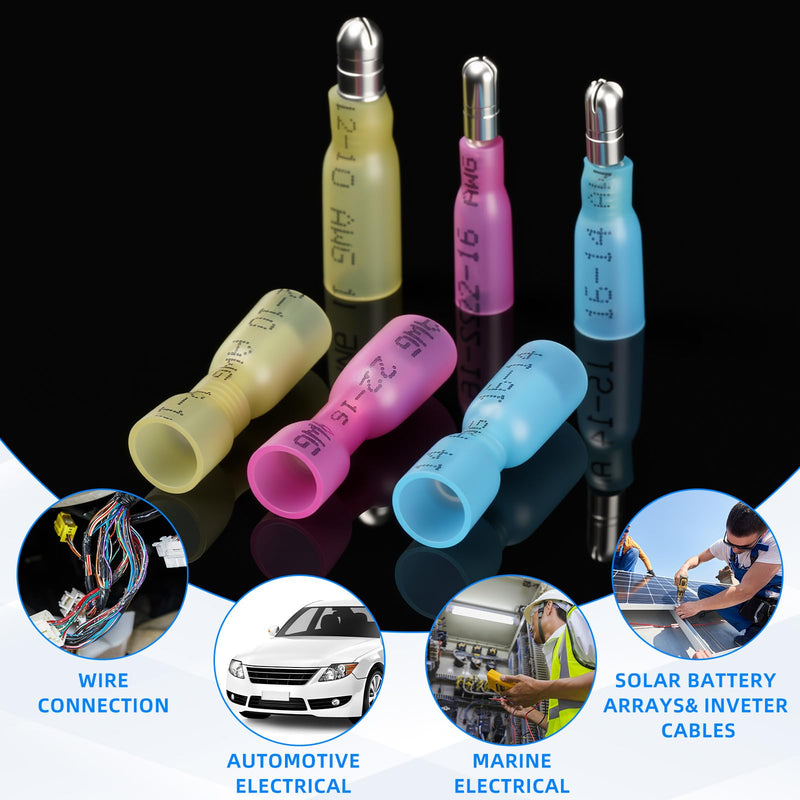 Relaxweex 600 Pcs Male Female Awg22-10 Wire Connectors, Heat Shrink Bullet Connectors Assortment Kit, Marine Grade Insulated Waterproof Wire Quick Disconnect Electrical for Automotive Industrial Male, Female