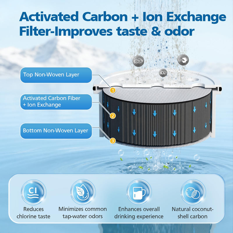 Water Pitcher Filter Replacement for LifeStraw Home, 7 Pack Water Filter Compatible with LifeStraw Home Dispenser and Pitcher Systems,1 Membrane Micro Filter& 6 Activated Carbon Filters 1-Year Supply
