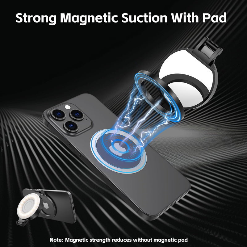 Magnetic Selfie Light for Phone,Phone Ring Light Selfies | Tri-Fold, As Lamp, 360° Foldable LED Selfie Light Compatible with iPhone Magsafe,Photography/TikTok/Zoom Calls/Video Black