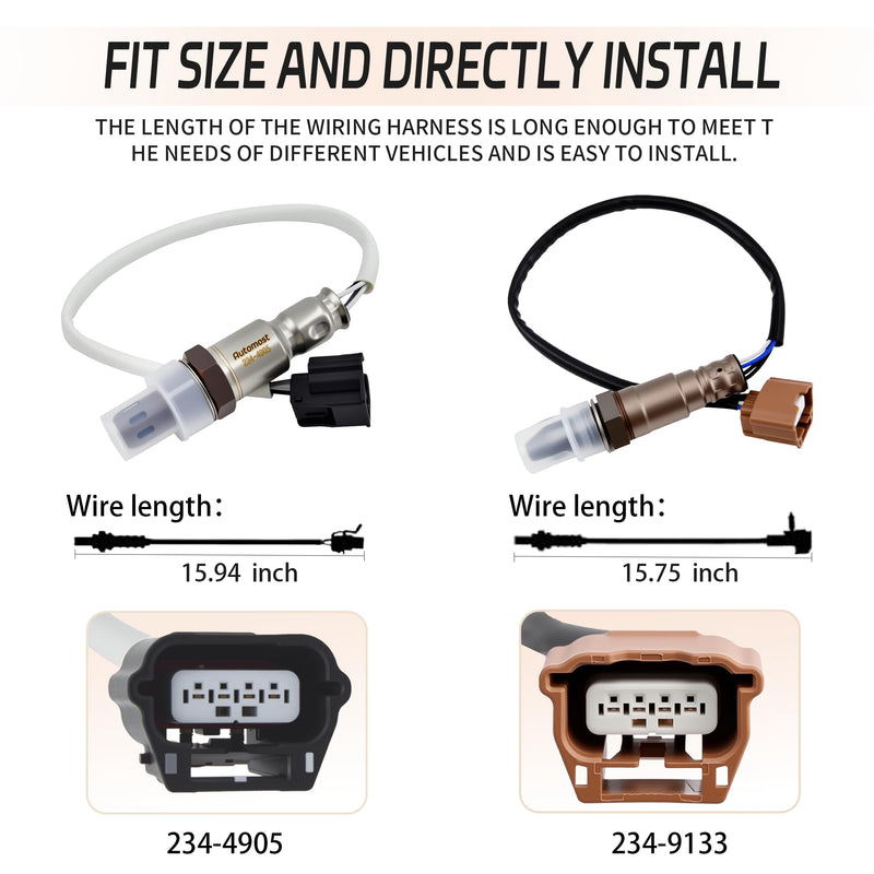 2PCS Oxygen O2 Sensor Upstream &Downstream Compatible with Nissan 2013-2018 Altima,2016-2018 Versa 2.5L Engine Replace#234-9133, 22693-3TA0A,234-4905，226A0-3TA0B 234-9133&234-4905