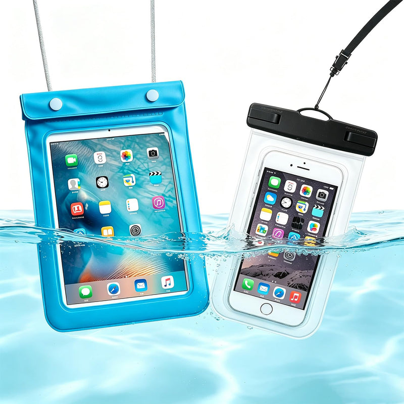 Universal Waterproof eReader Protective Case, 2 Pcs Cover for 6-7 Inch Kindle/iPad mini/kobo Clara/kobo Libra/Fire 7/iPhone and More, Waterproof Material, Including a Hanging Strap,Blue Blue