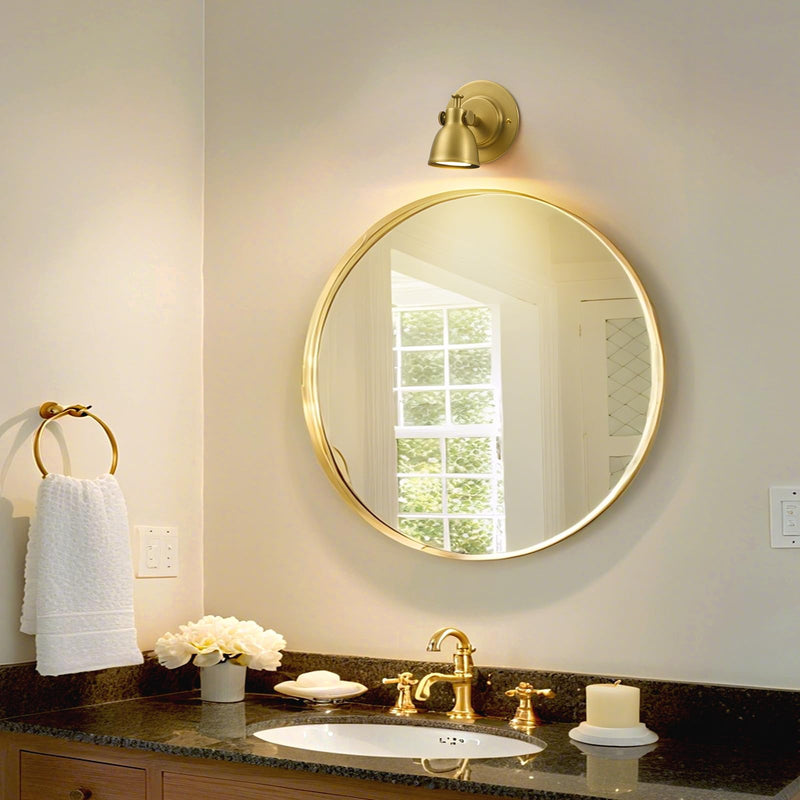 Gold Small Wall Sconce Hardwired Single - Brass Vintage Dimmable Indoor Bell Light Fixture for Bathroom Vanity Bedroom Bedside Reading Hallway Living Room Kitchen Gallery Hall Picture Lamp Gold（Brass） 1 Pack