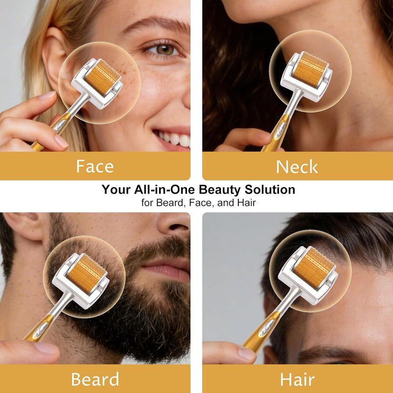 KOI BEAUTY Derma Roller 1mm- 192 Real Individual Needles Titanium, Microneedling Roller for Hair, Beard Roller for Beard Growth, Needling Roller for Face Body Scalp for Women Men At Home #1.0