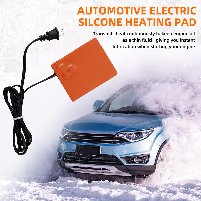 2PCS Engine Block Heater Oil Pan Heater Pad with Thermostat 120V 150W 4 X 5 Inch 3M Self-Adhesive Metal Surface Dipstick Engine Block Silicone Heating Pad with 68 Inch Long Power Cord