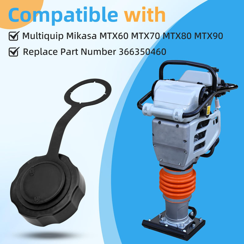 Fuel Tank Cap for Multiquip Mikasa MTX60, MTX70, MTX80 & MTX90, Rammer Fuel Tank Cover Replace Part Number #366350460