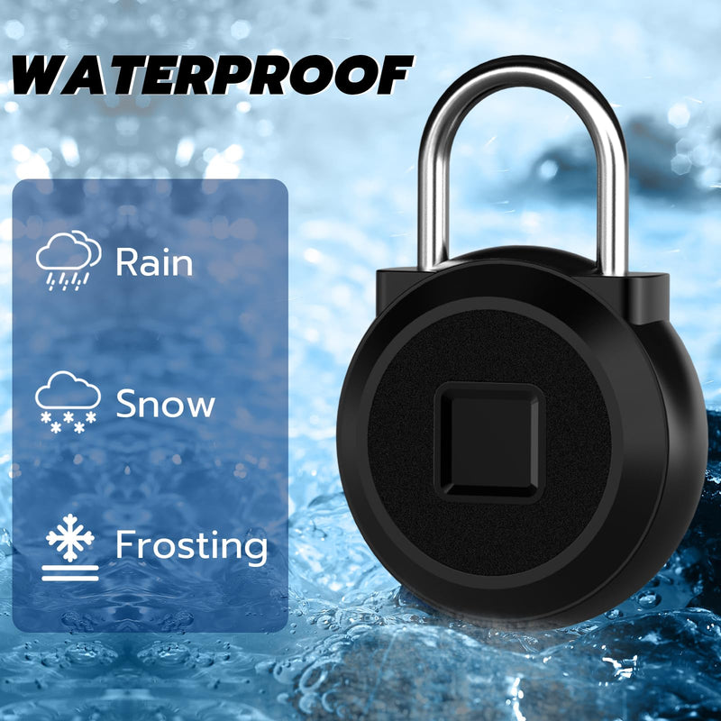 Gym Locker Padlock Fingerprint Padlock eLinkSmart - Waterproof Keyless Smart Lock Bluetooth App Authorized View Record Combination Padlock for School Gym Locker Gun Case Field Box Black