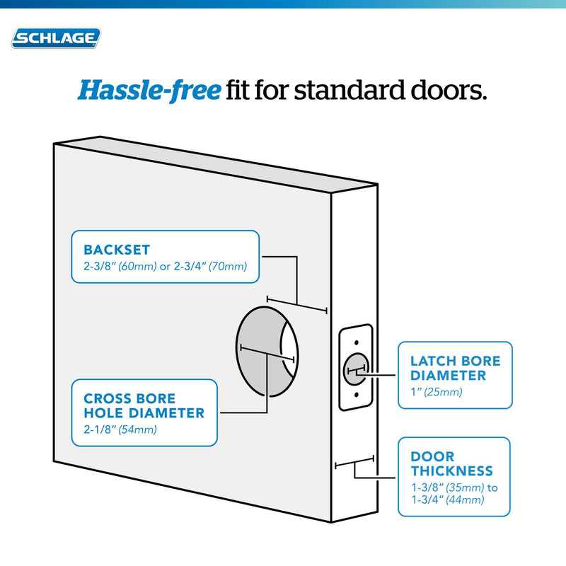 Schlage F10 LAT 619 Latitude Door Lever, Hall & Closet Passage Lock, Satin Nickel Standard