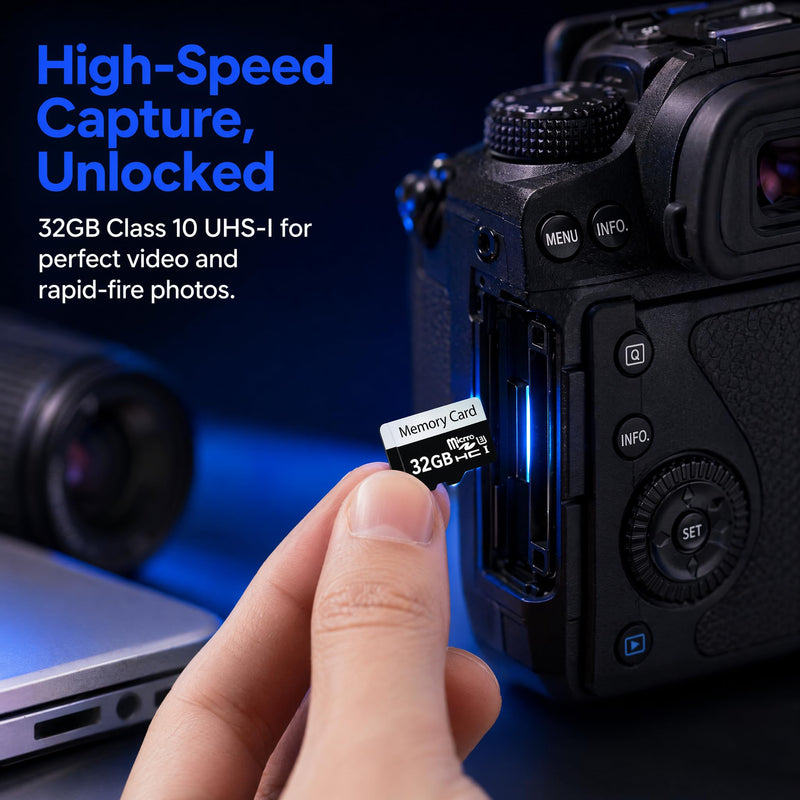 32GB Micro SD Card, MicroSDHC UHS-I U1 Class Memory Card with Adapter | For Smartphones, Tablets, Cameras and Other Compatible Devices. 32GB