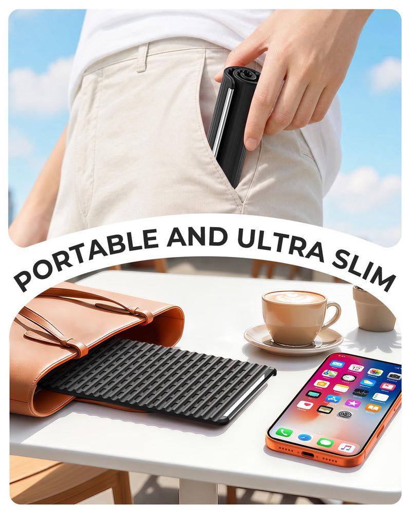 2026 Airplane Phone Holder, Flexible Silicone Portable Phone Stand | Foldable for Desk Bed Office, Travel Essentials Hands Free Mount for iPhone Tablet Laptop,Anti-Slip & Scratch-Resistant Black