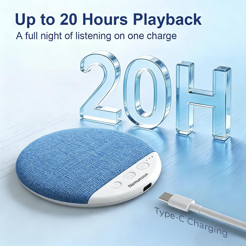 Mini Pillow Speaker for Sleeping, Ultra-Thin Bluetooth Speaker Under Pillow Speaker with White Noise Sound Machine Headphone-Free Sleep Speaker for Adult for Gift-Blue