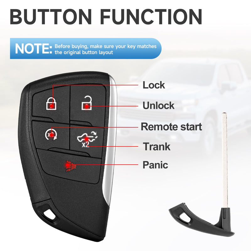 Smart Key Fob Replacement Remote fits for GMC Sierra 1500 2500 3500 2022 2023 2024 2025 Chevy Silverado 1500 2500 3500 2022-2025 Smart Car Keyless Entry Remote YG0G21TB2 433Mhz 13548440 13548437