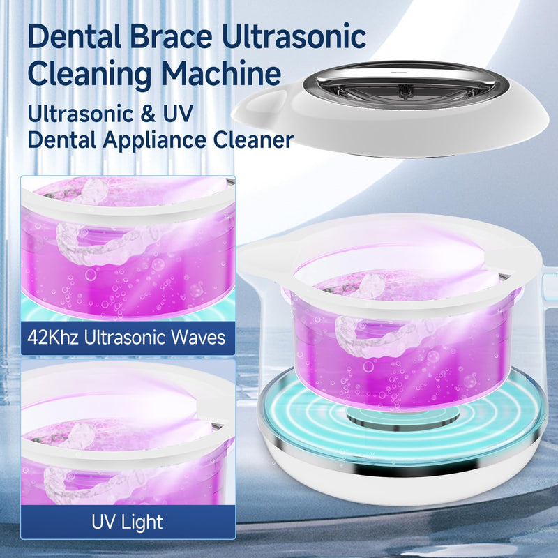 AURTEC Ultrasonic Cleaner UV Light 180ml Steel Tank for Dental Jewelry | Quiet Operation, Touch Control & Viewing Window, Cleans Retainer, Aligners, Denture, Night Guard & Jewelry