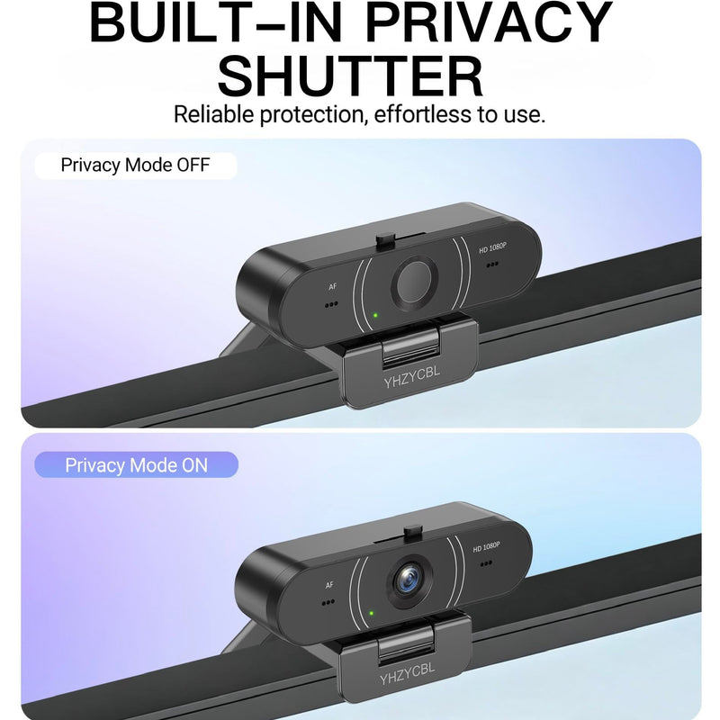 1080p Webcam for pc with Microphone, Auto Focus, with Privacy Cover | Plug & Play USB Computer Camera for Desktop Streaming Gaming Online Meeting With a tripod 360 ° Rotatable
