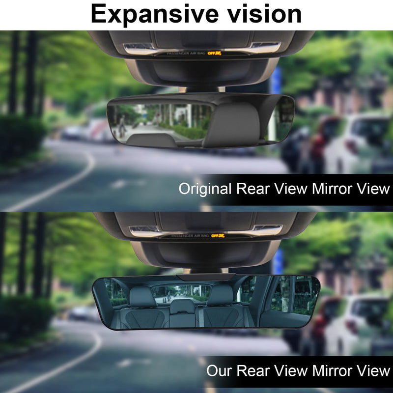 LivTee Anti Glare Rear View Mirror 12.4''(312mm), Wide Angle Panoramic Convex Curve Rearview Mirror Clip on Original Mirror to Eliminate Blind Spot and Antiglare for Cars SUV Trucks Anti Glare(12 inch)