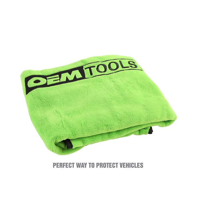 OEMTOOLS 24899 Soft Fender Cover for Mechanics, Magnetic Fender Cover Protection for Car and Truck, 42" x24” Fender Protector, Hi-Vis Green, Removable Magnets One Size