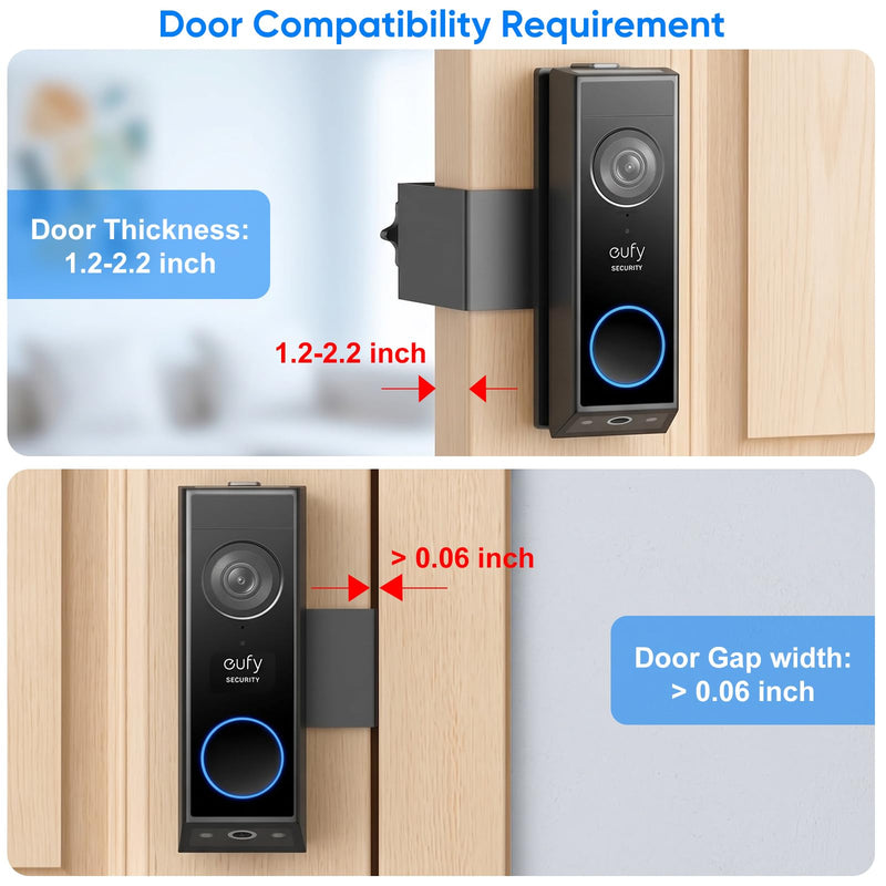 Anti-Theft Doorbell Mount for Eufy Doorbell E340/C30/C31, No-Drill Adjustable Mounting Bracket for Eufy Doorbell Camera E340, Fully Metal Video Door Camera Mount for Home Apartment Rentals Room