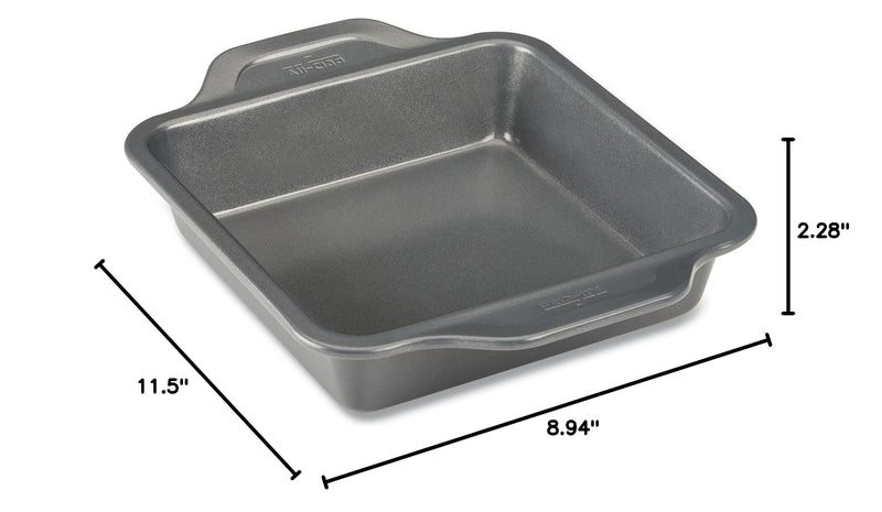 All-Clad Pro-Release Nonstick Square Baking Pan 8x8 Inch Oven Safe 450F Half Sheet, Cookie Sheet, Muffin Pan, Cooling & Baking Rack, Round Cake Pan, Loaf Pan, Baking Pan Grey 8 X 8 inch