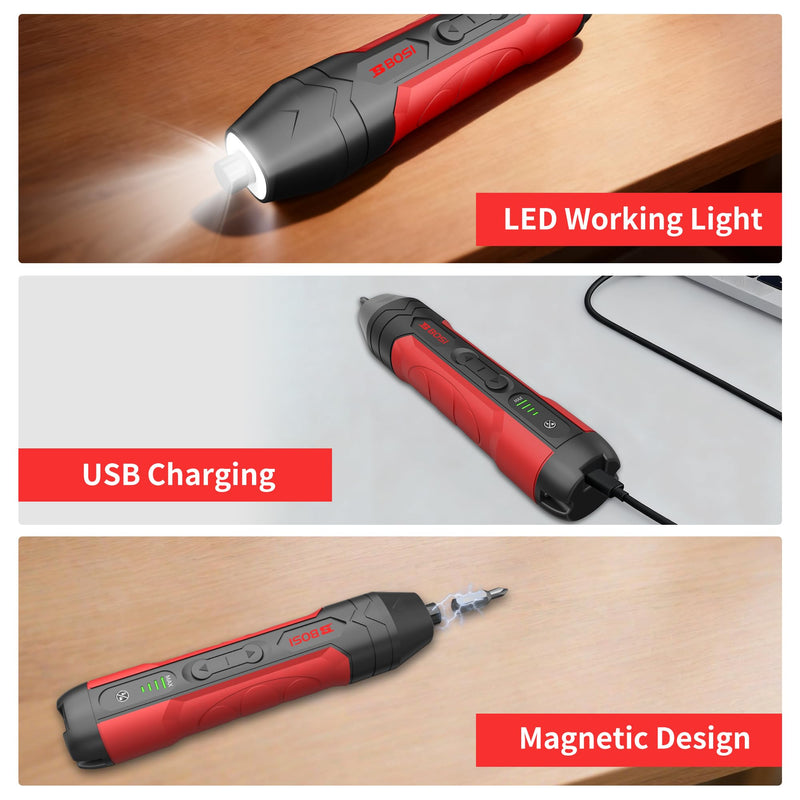 B Bosi Tool 4.2V Electric Screwdriver, Repair Tool for Electronics Phone, Electric Screwdriver Cordless Includes Bit Set, USB Charging Cable, Bit Connector