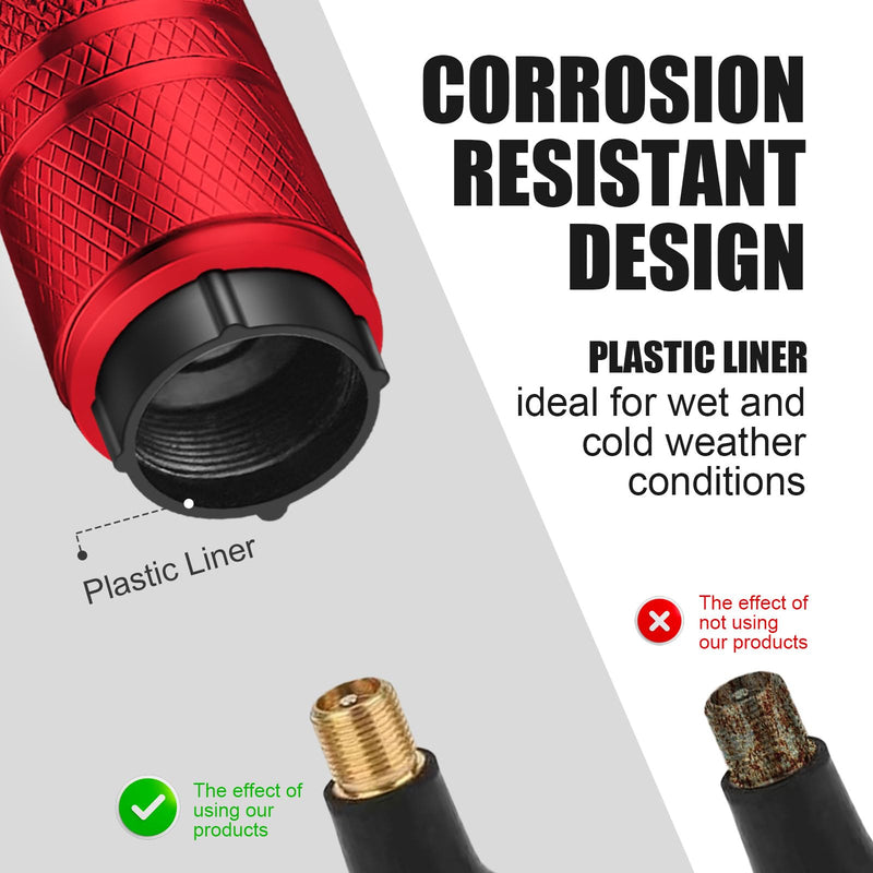 Tire Valve Stem Caps - (4 Pack) Premium Metal Air Caps with Plastic Liner, Durable, Corrosion Resistant and Leak-Proof, Universal Fit for Cars, Trucks, Motorcycles, and Bikes - Red