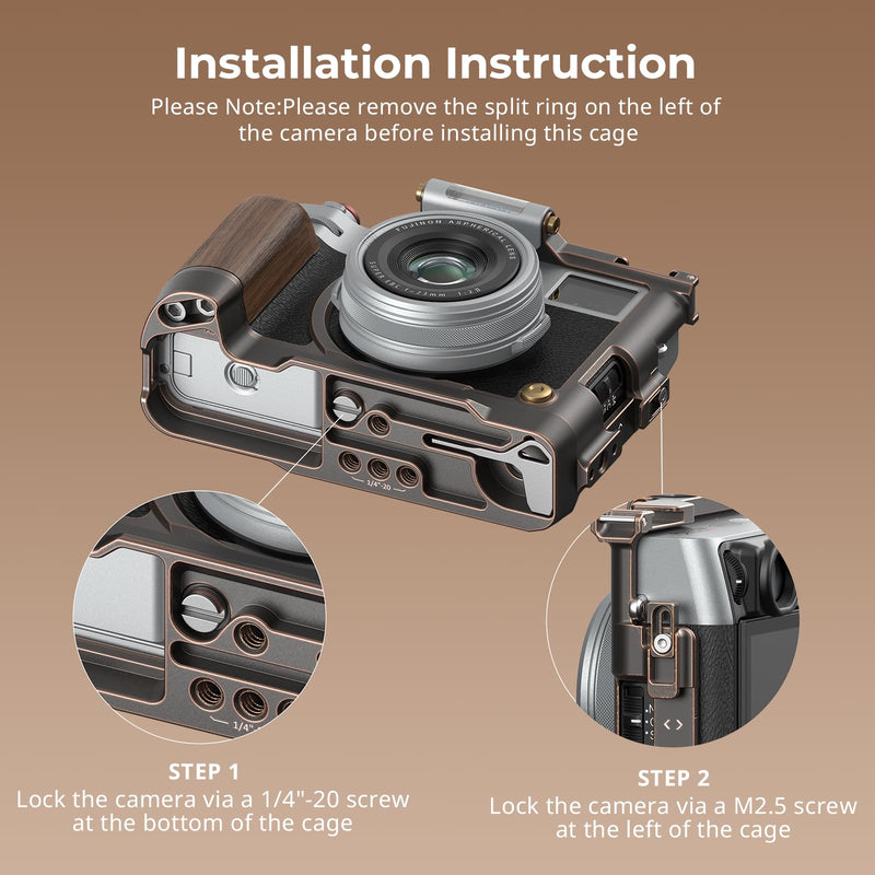 SmallRig X100VI Retro Cage for FUJIFILM X100VI, with 3/8"-16 Locating Holes for ARRI, Built-in Quick Release Plate for Arca, Shutter Button, and Hot Shoe Cover - 4557