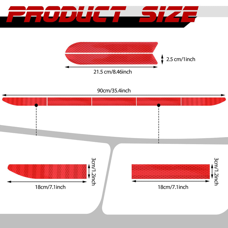Frienda 7 Pcs Auto Strong Reflective Stickers Includes Car Bumper Reflective Stickers Car Trunk Mirror Decals Night Visibility Waterproof Self Adhesive Decals for Safety(Red) Red
