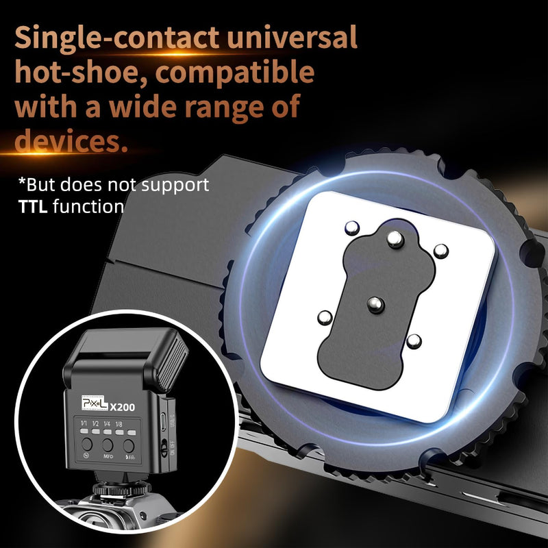 Mini Camera Flash Speedlite, GN10 6000K On-Camera Flash with Video Light, 4 Power Levels, Universal Single Contact Hot Shoe Mount, Compatible with Sony Canon Nikon Fuji Panasonic Pentax Olympus