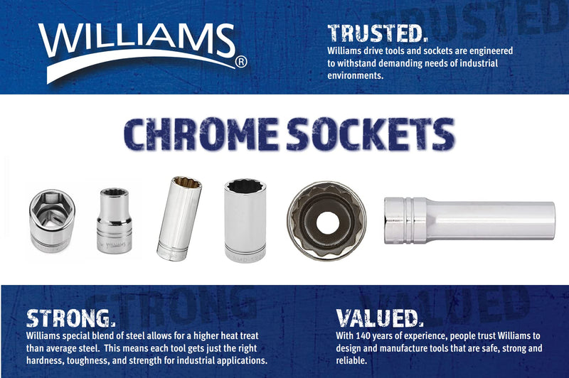 Williams JHWMSM-12HRC SUPERTORQUE 12-Piece 1/4-Inch Drive Metric Shallow 6 Point Socket Set-Size Range:(4mm to 14mm),Sockets Feature High-Polished Chrome Finish, Designed For Use On 6 Point Fasteners