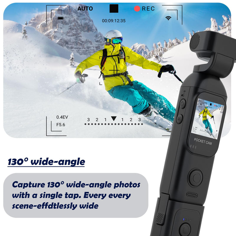 Vlogging Camera 1080P with External 7 Hours Battery Handle Grip | Pocket Camera, Body Cam, Touch Screen, WiFi, Dual Adjust Rotated 330 Degrees Lens, 32GB Card, Vlogs for daily life, travel