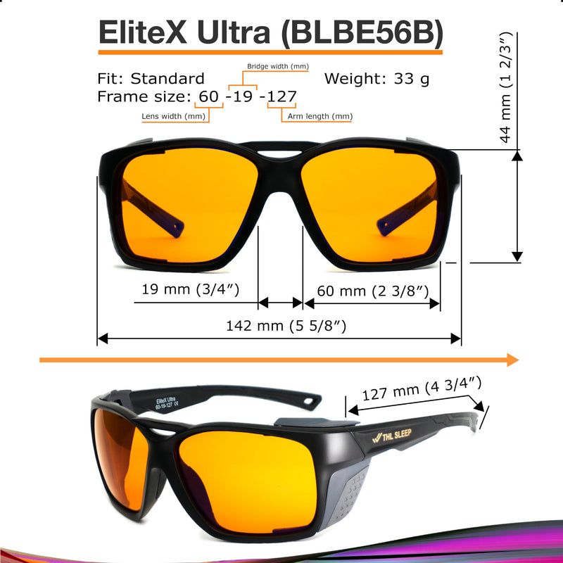Orange Blue Light Blocking Glasses for Better Sleep - Amber Wrap Around Computer Migraine Glasses - EliteX Ultra Nighttime Migraine Gaming Glasses Men & Women - Screen Eye Strain Blue Light Blockers