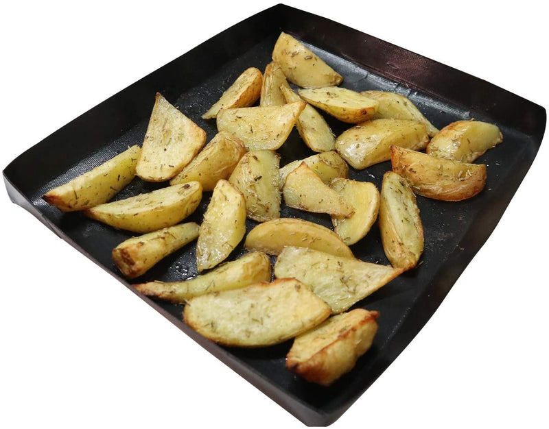 Firsmat Solid PTFE Cooking Basket For Speed Ovens,Quick Oven Basket Tray For Chips Chicken Wings Sub Roll Bread Heating Non Stick PTFE BBQ Tray 11.8x13.8x1 inches